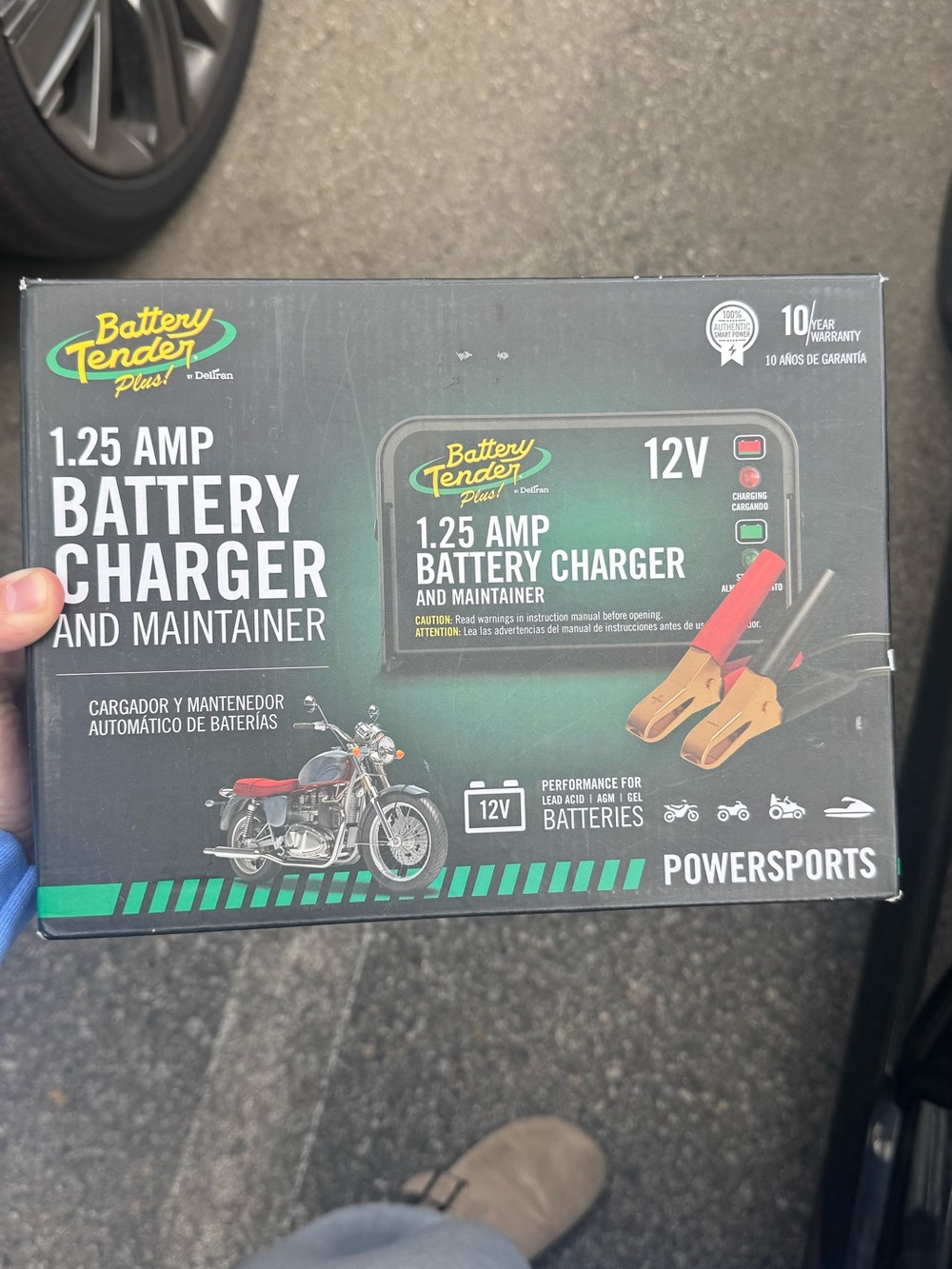1.25 Amp 12V Black Battery Charger and Maintainer/ Tender